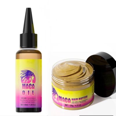 Black Maca Hair Butter and Oil Set  4.23 oz Butter and 1.35 fl oz Oil Deep Conditioning Treatment for Hair Growth, Frizz Control & Scalp Health  Moisturizes Dry Scalp, Enhances Vitality