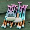 11PCS Mermaid Makeup Brushes Set for Girls & Women Foundation, Eyeshadow, Eyeliner, Blush & Concealer Brushes Cute Gifts for Teens, Stocking Stuffers, Easter Basket Stuffers Mermaid Tail Handle Design view 1