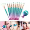 11PCS Mermaid Makeup Brushes Set for Girls & Women Foundation, Eyeshadow, Eyeliner, Blush & Concealer Brushes Cute Gifts for Teens, Stocking Stuffers, Easter Basket Stuffers Mermaid Tail Handle Design view 4
