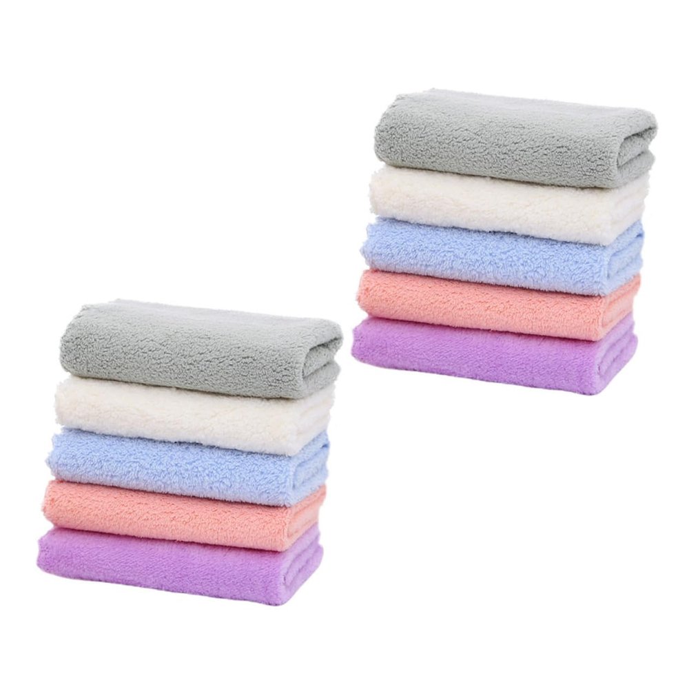 HANABASS 10pcs Boy Girl Feeding Towels Soft Fleece Face Saliva Cloths Absorbent Washcloths for Newborns Multi for Bathing Wiping
