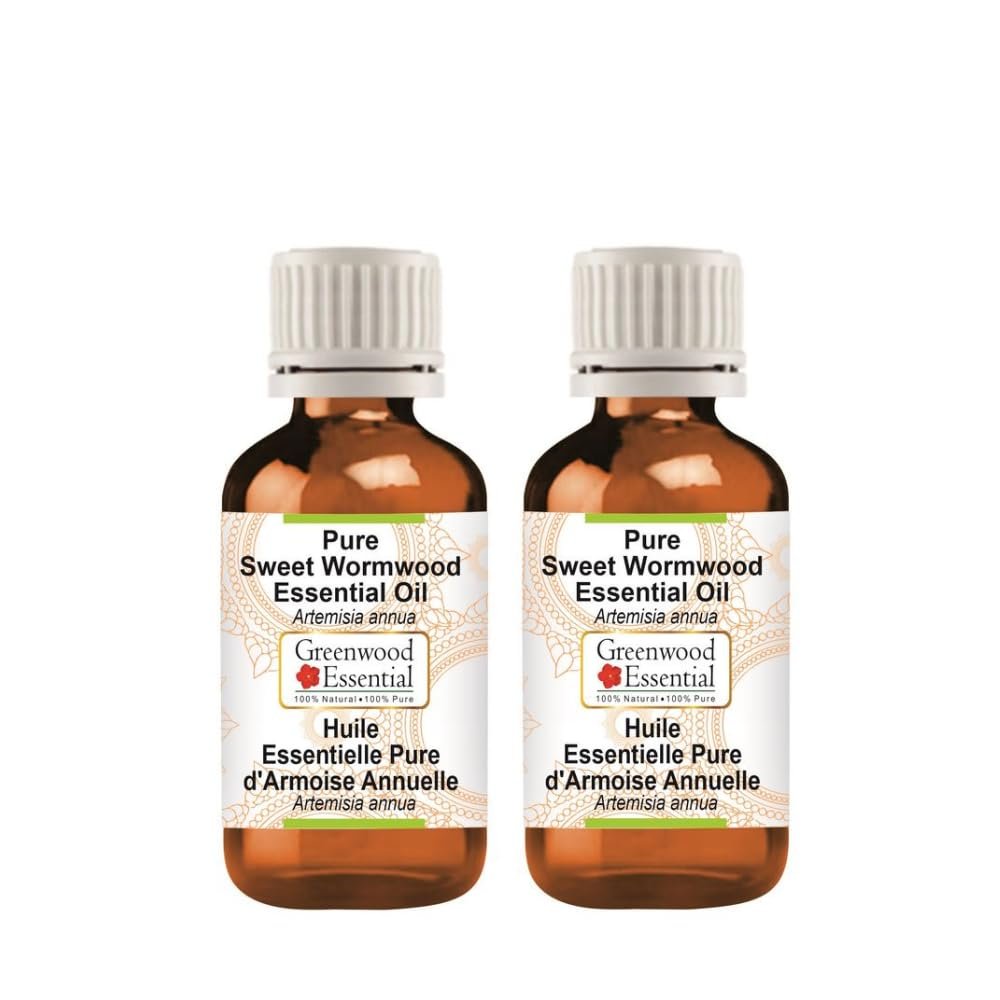 Greenwood Essential Pure Sweet Wormwood Essential Oil (Artemisia annua) Steam Distilled (Pack of Two) 50ml X 2 (3.38 oz)