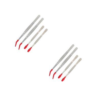 Beaupretty 8pcs Wide Tip Stainless Steel Tweezers Elbow Tweezers for Home Use Comfortable Grip for Precision Tasks for Eyebrows and More