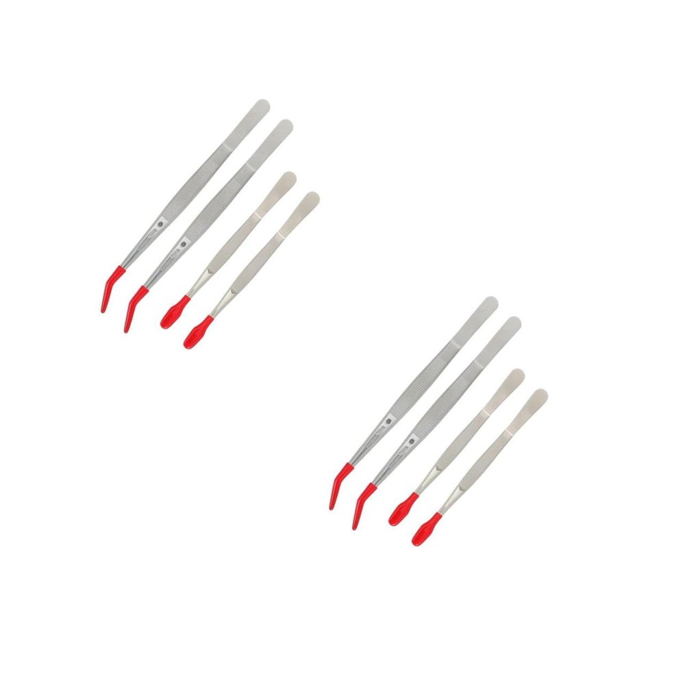 Beaupretty 8pcs Wide Tip Stainless Steel Tweezers Elbow Tweezers for Home Use Comfortable Grip for Precision Tasks for Eyebrows and More