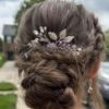 2Pcs Leaf Hair Combs Purple Crystal Rhinestone Hair Comb Clips Bride Wedding Headpieces Side Combs for Women and Girls view 2