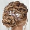 2Pcs Leaf Hair Combs Purple Crystal Rhinestone Hair Comb Clips Bride Wedding Headpieces Side Combs for Women and Girls view 3