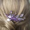 2Pcs Leaf Hair Combs Purple Crystal Rhinestone Hair Comb Clips Bride Wedding Headpieces Side Combs for Women and Girls view 4