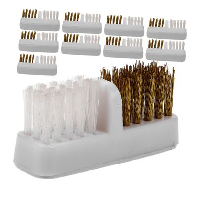 SAFIGLE 10pcs Dual Head Nail Cleaning Brush Copper Wire Brush for Nail Drill Bits Portable for Efficient Polishing and Manicure Use