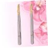 CALLARON 2pcs Electroplated Stainless Steel Eyebrow Tweezers Flat Mouth Oblique Mouth for Precision Shaping and Grooming for Eyebrow Styling and Eyelash Application view 3