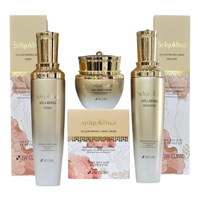 3W CLINIC Sulgukhwa Well-being Skincare Set, Toner 120ml, Emulsion 120ml, Cream 60g/Korea-Beauty/Korea Made