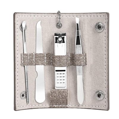 BESTYASH Nail Clipper Set with Nail File Eyebrow Tweezers and Ear Pick in Portable Storage Case 4-Piece Stainless Steel Manicure Kit for Home and Travel
