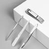 BESTYASH Nail Clipper Set with Nail File Eyebrow Tweezers and Ear Pick in Portable Storage Case 4-Piece Stainless Steel Manicure Kit for Home and Travel view 2
