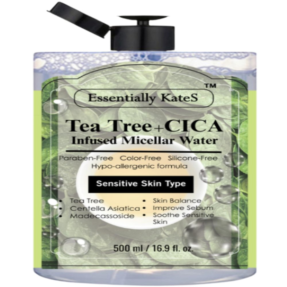 Essentially KateS Korean Micellar Water Makeup Remover 16.9 Fl Oz NO stinging, NO tightness, NO over-drying - SuperHydrating No-Rinse Facial Cleanser for Sensitive Skin