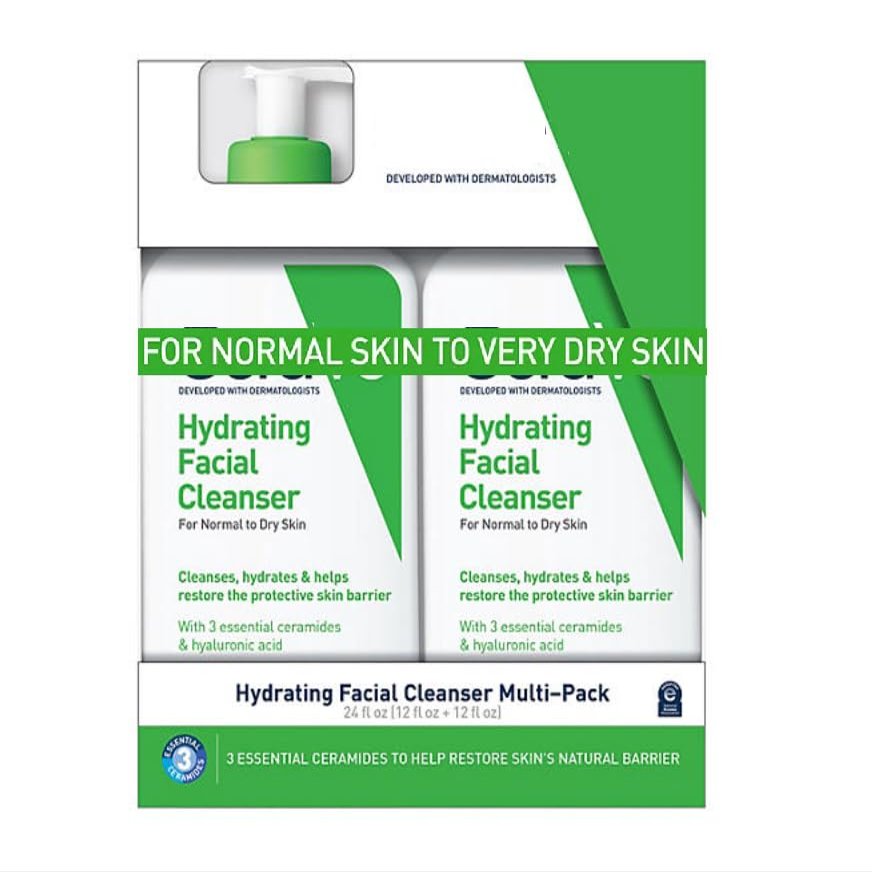2 Pack - Hydrating Facial Cleanser, Moisturizing Face Wash for Normal to Dry Skin (12 fl oz. each)
