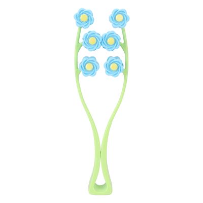 ANGGREK Massager, Multiple Rollers Massage Roller Double Clips Flower Type Massage Roller for Arms for Face (Blue)