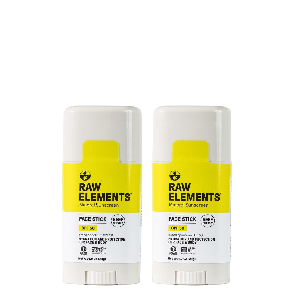 Raw Elements Face Stick SPF 50 All-Natural Mineral Sunscreen - Reef Safe, Water Resistant, Broad Spectrum UVA/UVB Protection, Safe For All Ages, Travel Size 1 oz 2PK