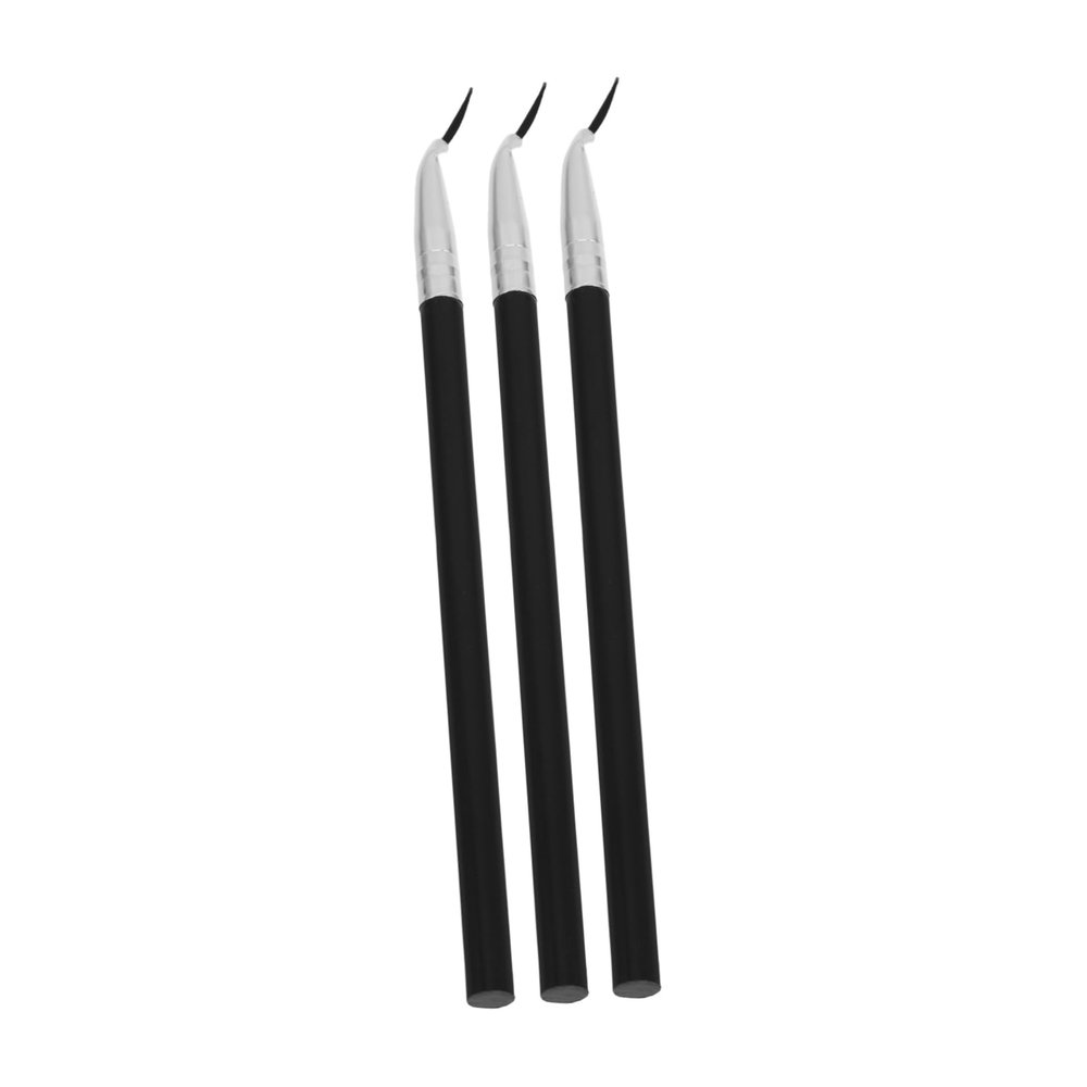 OFFIGAM Angled Eyeliner Brush Set of 3 Long Handle Hair Precision Makeup Tool for Eyebrow and Lip Liner for Professional Use