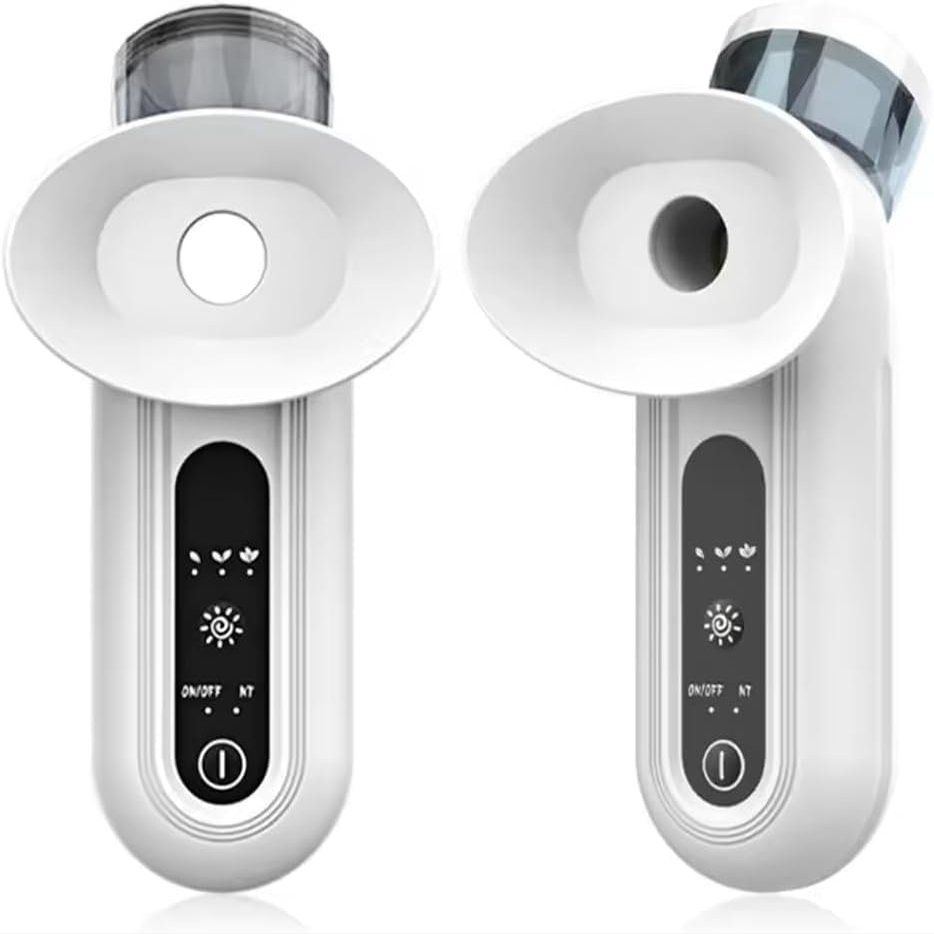 2PCS Eye Steamer, Steam Therapy Wand, Nano Eye Mist Steam Sprayer for Relief Dry Eye, Heated Eye Treatment, Portable Eye Steamer Moisturizer Soother, Mini Rechargeable Eye Mist Sprayer, (White*2)