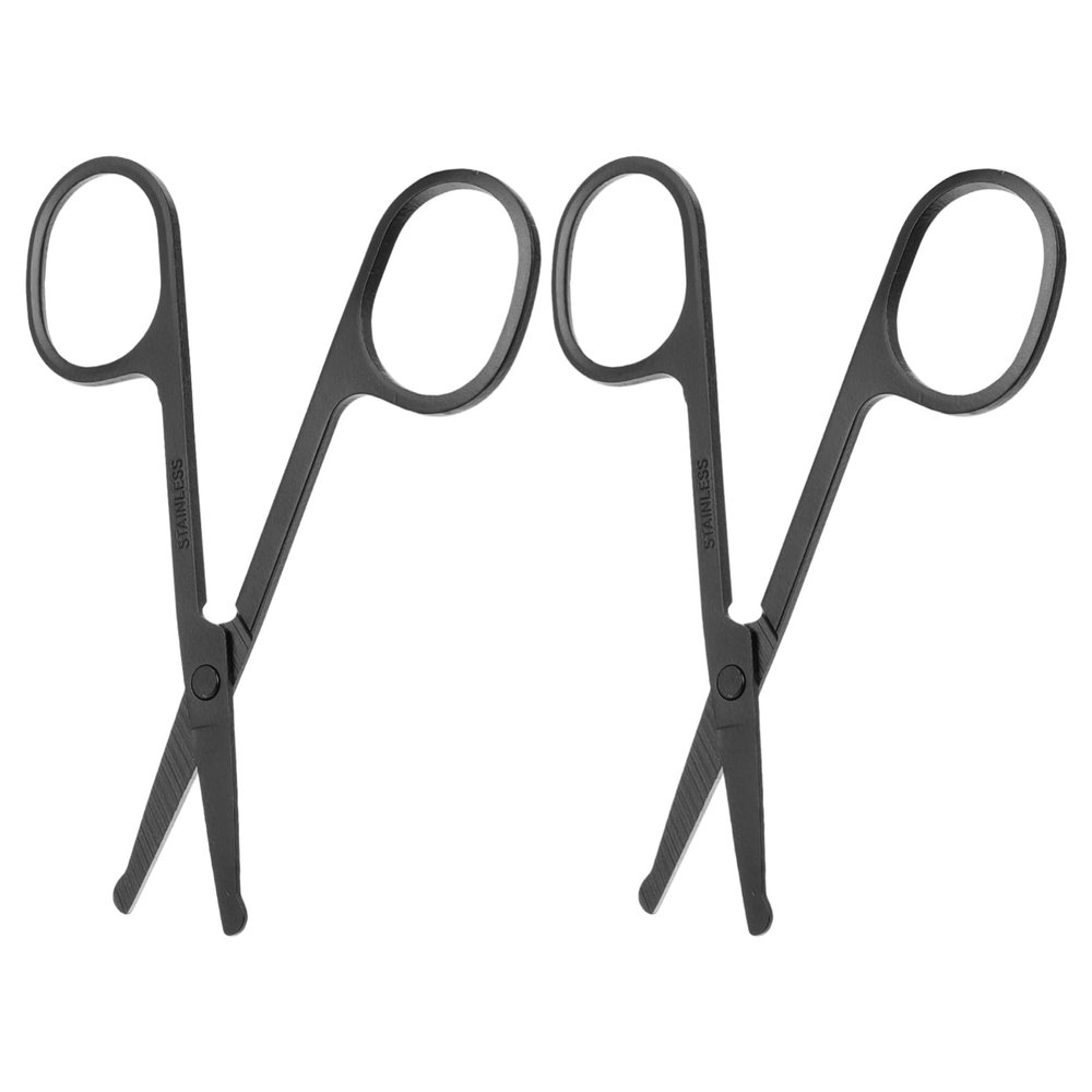 Didiseaon 2pcs Scissors Stainless Steel Rounded Head Scissors Eyebrow Nose Hair Facial Hair for Men