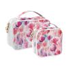 2 Pack Clear Decorative Travel Toiletry kit TSA Approved Heart Shape Red Flowers Reusable Cosmetic Bags for Women for Purse Travel Essential de maquillaje view 2