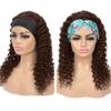SENSAIRUITE Chocolate Brown Headband Wig Human Hair 14 Inch Deep Wave Curly None Lace Front Wigs for Black Women 180% Density Wear and Go Glueless Wig view 3