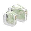 2 Pack Clear Decorative Men Toiletry Bag TSA Approved Calla Lily Flower Pastel Colors Mint Green Transparent Clear Makeup Bag Shaving Essentials maquillaje para view 1