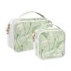 2 Pack Clear Decorative Men Toiletry Bag TSA Approved Calla Lily Flower Pastel Colors Mint Green Transparent Clear Makeup Bag Shaving Essentials maquillaje para view 2