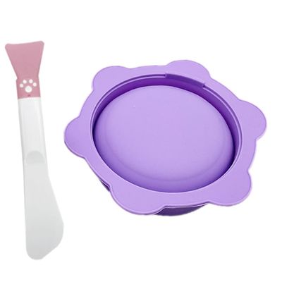 Healeved Diy Mask Making Bowl Silicone Hair Removal Wax Warmer Bowl with Spatula Foldable Mixing Tool for Face Masks and Waxing Easy to Clean Purple