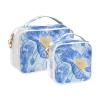 2 Pack Clear Decorative Mens Toiletry Bags TSA Approved Blue Poppy Flowers Water-Resistant Makeup Brush Bag Shaving Essentials Bolsa de almacenamiento view 2