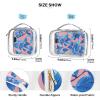 2 Pack Clear Decorative Clear Toiletry Bag TSA Approved Blue Leaves Pink Background Transparent Makeup Brush Bag Mens Shaving kit Bolsa de almacenamiento view 4