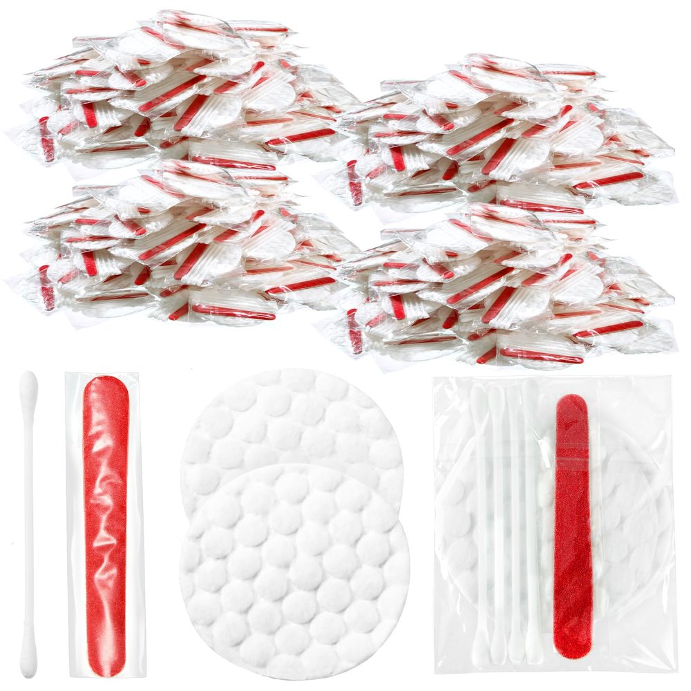 Tondiamo 400 Set Hotel Vanity Set Individual Vanity Kit Hotel Hospitality Set Disposable Travel Amenities Kit Bulk Include Cosmetic Cotton Pads, Cotton Swabs, Nail File for Shelter Homeless
