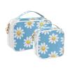 2 Pack Clear Decorative Men Toiletry Bag TSA Approved Blue and White Daisies Multifunctional Large Cosmetic Bag Mens Shaving kit de maquillaje view 2