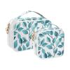 2 Pack Clear Decorative Travel Bag Toiletry TSA Approved Leaves Pattern Turquoise Mint Green Multifunctional Cosmetic Bags for Women for Purse Airport Airline Compliant Bolsa de maquillaje view 2