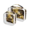 2 Pack Clear Decorative Mens Toiletry Bag TSA Approved Boho Black Gold Rose Water-Resistant Clear Makeup Bag Airport Airline Compliant maquillaje para view 1