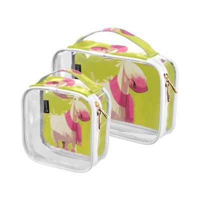 2 Pack Clear Decorative Toiletry Hanging Bag TSA Approved Unique Moose Pastel Color Multifunctional Makeup Brush Bag Airport Airline Compliant para maquillaje