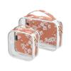 2 Pack Clear Decorative Mens Toiletry Bag TSA Approved Nature Cherry Blossom Terracotta Reusable Makeup Brush Bag Travel Essential de maquillaje view 1
