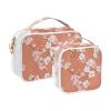 2 Pack Clear Decorative Mens Toiletry Bag TSA Approved Nature Cherry Blossom Terracotta Reusable Makeup Brush Bag Travel Essential de maquillaje view 2