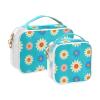 2 Pack Clear Decorative Hanging Toiletry Travel TSA Approved Lovely Daisy Floral Peach White Blue Multifunctional Makeup Organizer Bag Mens Shaving kit para maquillaje view 2