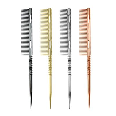 1 Pcs Professional Space Aluminum Tail Combs, Not Static Styling Tail Hair Comb Fine Teeth, Pintail Teasing Comb Brush, Barber Styling Combs
