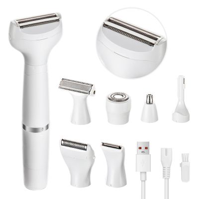 7-in-1 Electric Razor for Women - Painless Facial Hair Removal & Bikini Trimmer, Nose Eyebrow Pubic Hair Shaver with Replaceable Razors, Waterproof Women's Grooming Kit & Electric Shaver