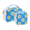2 Pack Clear Decorative Toiletry Bags for Traveling Women TSA Approved Fake Glitter Cartoon Daisy Flower Blue Water-Resistant Travel Makeup Bag Mens Shaving kit para maquillaje view 2