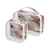 2 Pack Clear Decorative Travel Bag Toiletry TSA Approved Rose Gold Shell Texture Reusable Makeup Travel Bag Mens Shaving kit para maquillaje view 1
