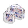 2 Pack Clear Decorative Travel Toiletry kit TSA Approved Large White Lily Flowers Blue Leaves Portable Makeup Brush Bag Travel Essential Bolsa de maquillaje view 1