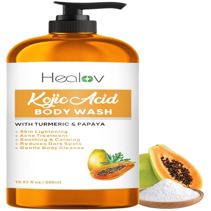 Ganskin Kojic Acid Soap for Hyperpigmentation  Skin Brightening Kojic Papaya Body Wash  Dark Spot Soap Reduces Acne, Scars, and Evens Tone  Turmeric Body Wash for Brighter Glowing Tone