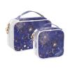 2 Pack Clear Decorative Toiletry Travel Bag TSA Approved Chic Abstract Fireworks Bursting Painting Blue Gold Water-Resistant Makeup Brush Bag Shaving Essentials de maquillaje view 2