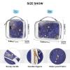 2 Pack Clear Decorative Toiletry Travel Bag TSA Approved Chic Abstract Fireworks Bursting Painting Blue Gold Water-Resistant Makeup Brush Bag Shaving Essentials de maquillaje view 4