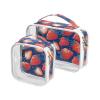 2 Pack Clear Decorative Travel Toiletry kit TSA Approved Red Strawberry Portable Large Cosmetic Bags for Women Shaving Essentials de maquillaje para view 1