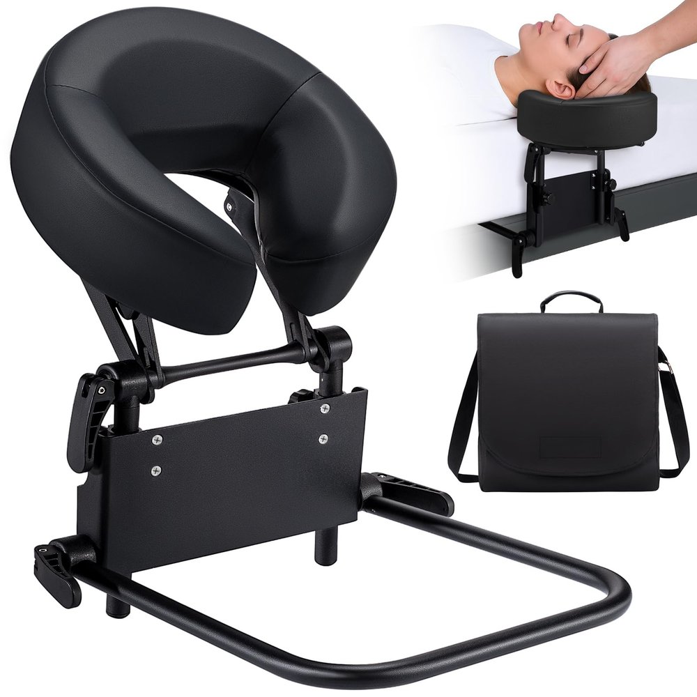 Home Mattress Top Massage Kit, Universal Massage Headrest for Bed, Adjustable Height up to 14.5", Deluxe Face Cradle Face Down Pillow, Home SPA Face Cushion Support Bracket with Portable Storage Bag