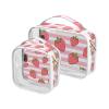 2 Pack Clear Decorative Mens Toiletry Travel Bag TSA Approved Pink White Striped Fruit Strawberry Multifunctional Makeup Brush Bag Mens Shaving kit Bolsa de almacenamiento view 1
