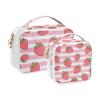 2 Pack Clear Decorative Mens Toiletry Travel Bag TSA Approved Pink White Striped Fruit Strawberry Multifunctional Makeup Brush Bag Mens Shaving kit Bolsa de almacenamiento view 2