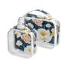 2 Pack Clear Decorative Small Toiletry Bag TSA Approved Chinese Style Peonies Floral Pattern Multifunctional Makeup Brush Bag Shaving Essentials de maquillaje view 1